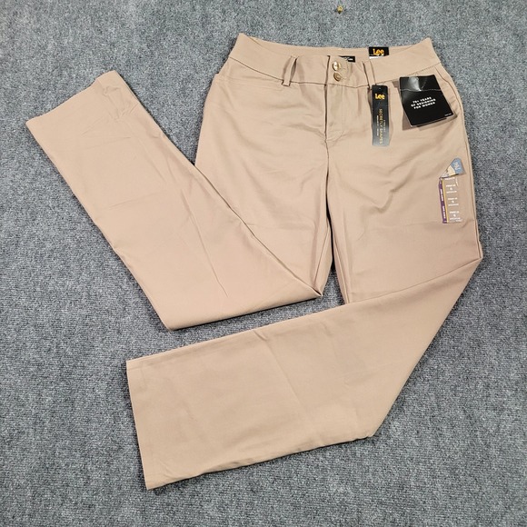 Lee Revolutionary‎ Fit Pants Women 8 Regular Straight Mid Rise Khaki Trouser - Picture 1 of 10